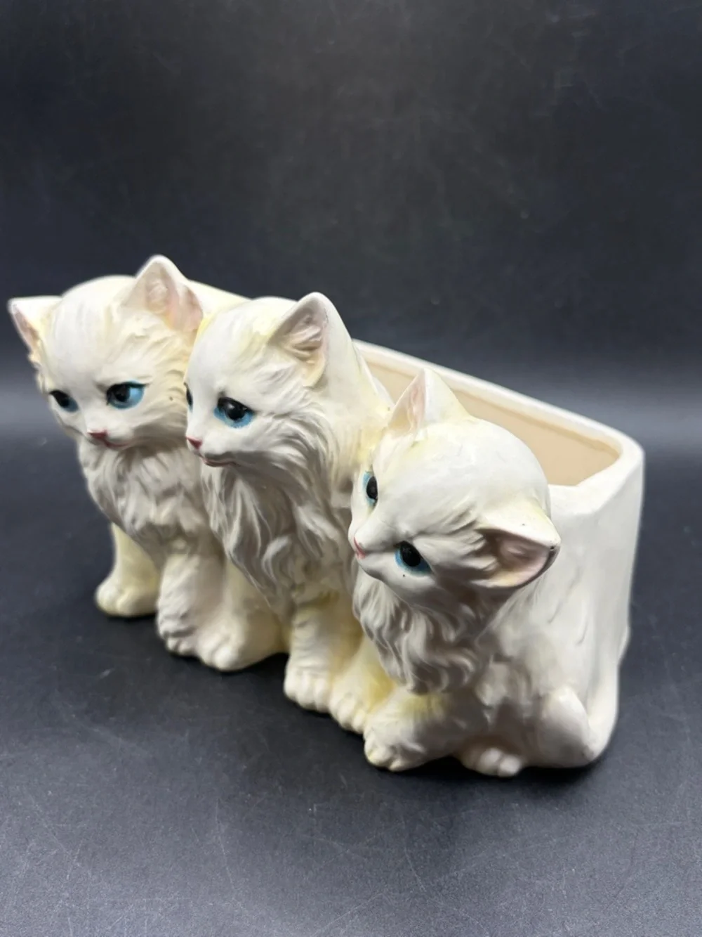 Napcoware Vintage Napco Three White Kittens Ceramic Kitty Cat Planter Vase Decor